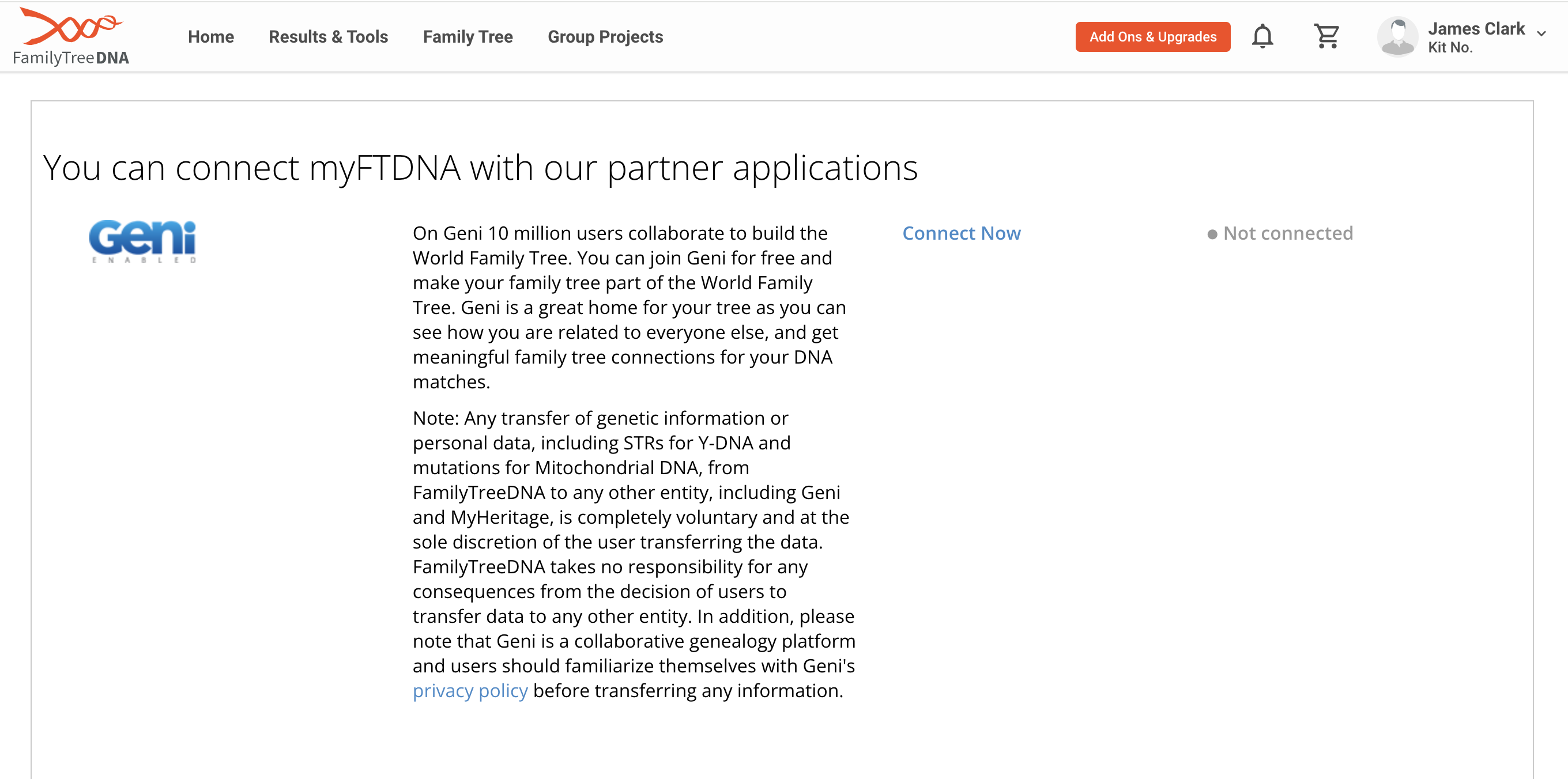 FTDNA partners app not connected.png